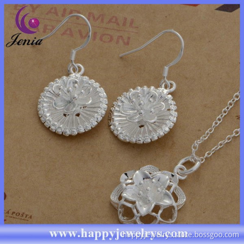 Round earring ,pendant set 925 silver plated cheap price wholesale jewelry set (AT567)